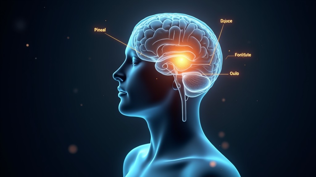 3D illustration of pineal gland with pronunciation symbols