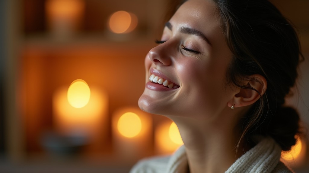 Intimate meditation portrait with ethereal candlelit atmosphere