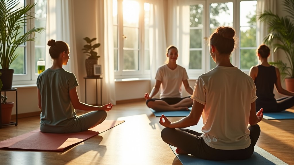 Wellness group practicing meditation for pineal gland cyst care