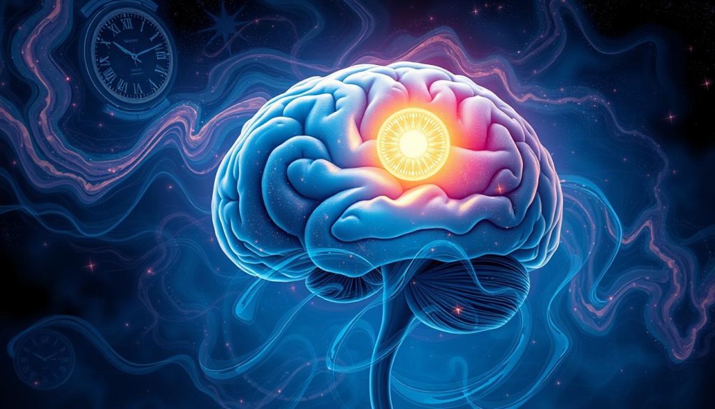 Brain illustration showing pineal cyst impact on sleep cycles