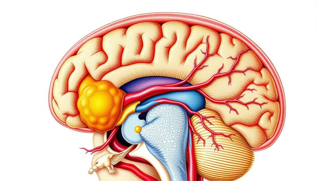 Detailed illustration of the pineal gland's internal structure.