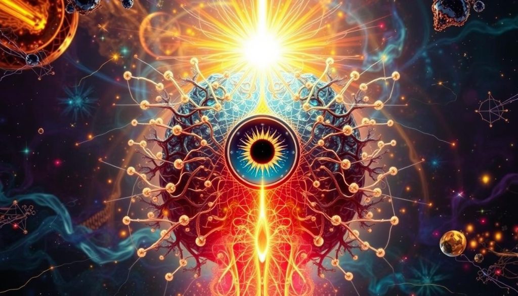 Stylized illustration of the pineal gland as the "third eye," connecting science and mysticism.